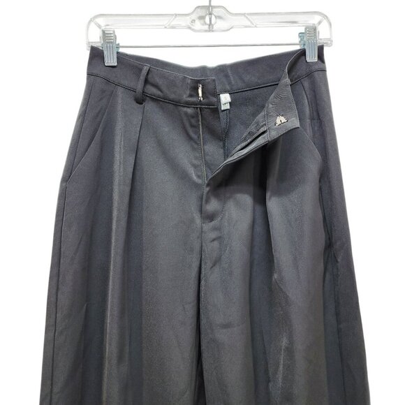 Black Wide-Leg High-Waisted Womens dress Pants Size Small With Pleats & Zip Clos - Picture 5 of 9